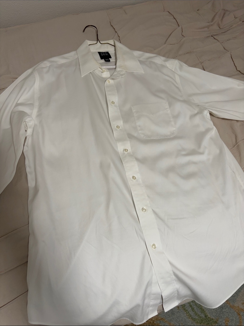 Joseph A Banks Men's White Dress Shirt - Long Sleeve Spread Collar